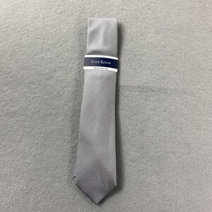 Club Room Tie Mens Silver Shannon Solid Necktie Polyester